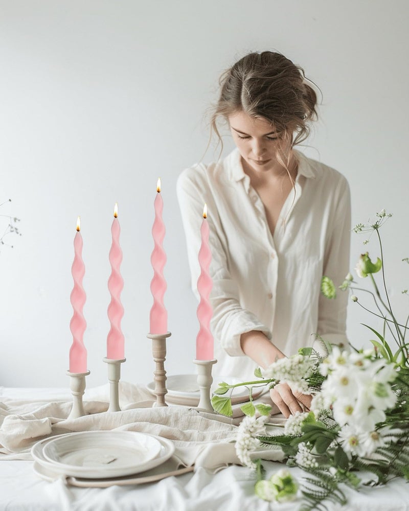 LPUSA 9.8" Pink Tall Taper Candle Sticks Dripless Taper Candle Handmade from Vegan Soy Wax for Holiday Wedding Party Home Dinner Decoration Party and Any Occasion,Set of 4(Pink) - Image 2